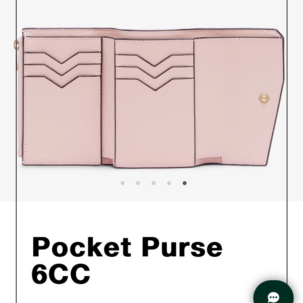 Valextra Pink Leather Wallet with Chevron Card Slots